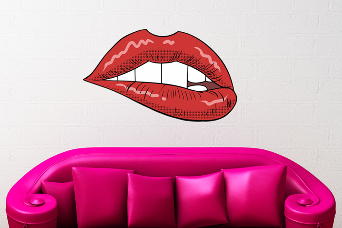 Comic Lippen als Kunst an der Wand
